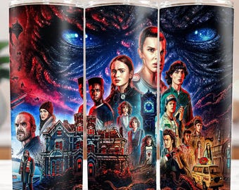 Strange Things TV Demigorgon Eleven 20oz Skinny Tumbler Wrap PNG File Digital Download