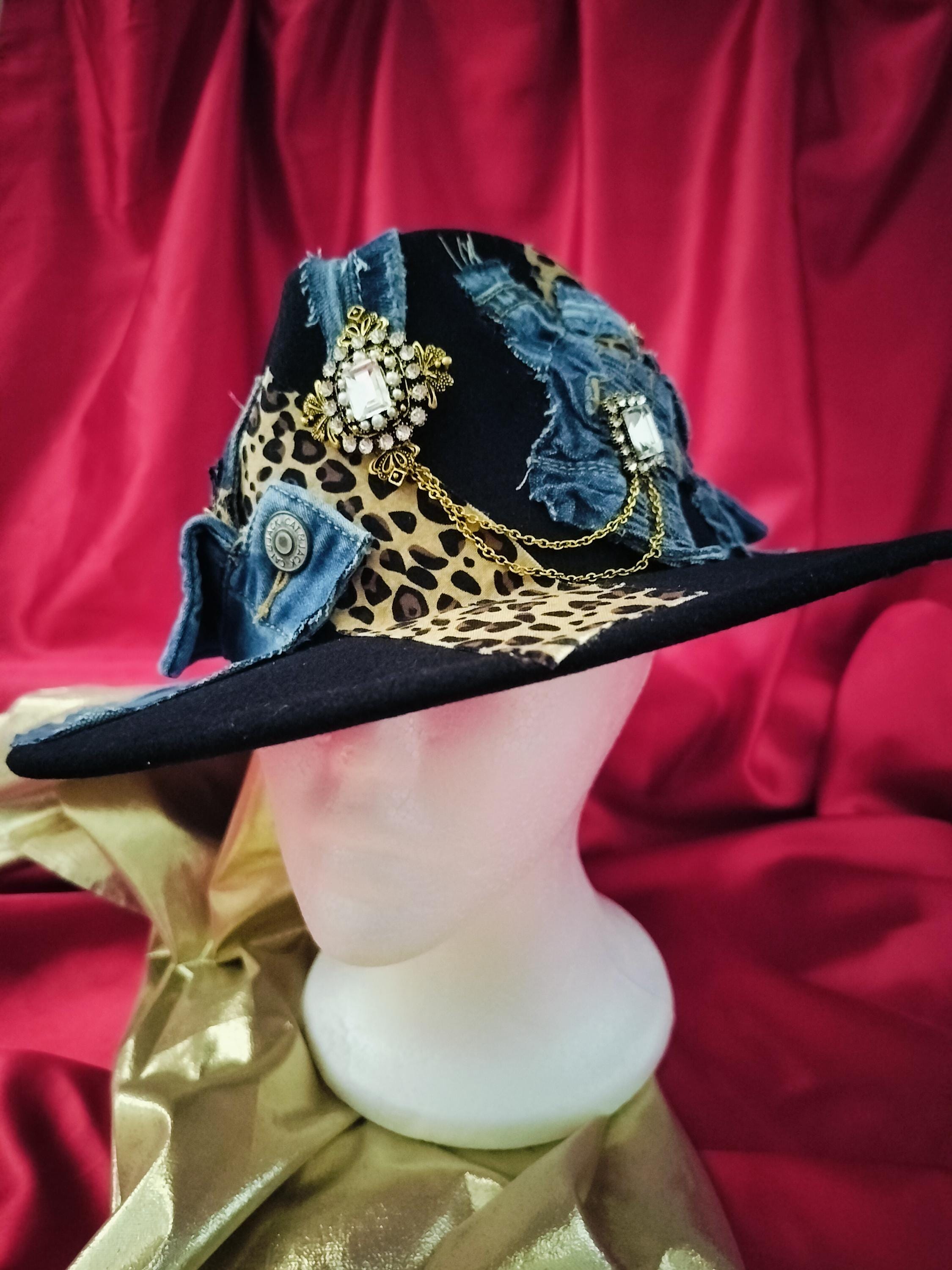Custom Fedora Hat with Denim Trim & Feather Accent? Blue Canter” ?? *custom order* . Absolutely loved making  main image 3