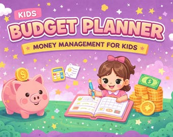Kids Budget Planner for Girls | Printable Allowance Tracker | Money Workbook for Kids