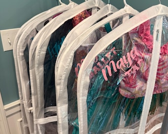 Personalisierte klare Kleidertasche, benutzerdefinierte Tanz Recital Tote, jubeln Team Geschenk, Wettbewerb Kostüm Veranstalter