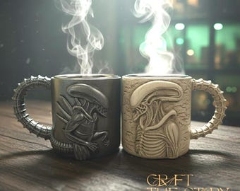 Xenomorph 3D Sculpted Mug – Alien Creature Coffee Cup | Horror Sci-Fi Gift for Fans & Collectors