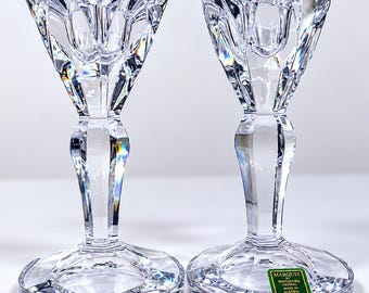 Vintage Marquis by Waterford Flora Crystal Candlestick Holders Para 6” Made in Austria Przezroczyste świeczniki