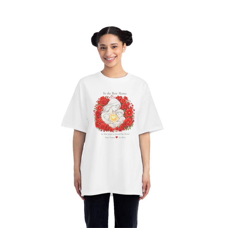 Mothers Day Shirt Gift, Red Floral Mom Tee, Family Love Shirt image 4