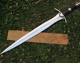 Espada vikinga de 50 cm hecha a mano: acero 5160 afilado, vaina tradicional