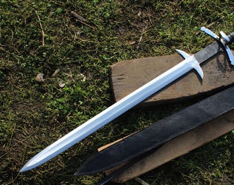 Acciaio ad alto tenore di carbonio \ Fantasy \ Spada lunga \ Impugnatura avvolta \ Fatto a mano \ Lama personalizzata \ Pronto per la spedizione
