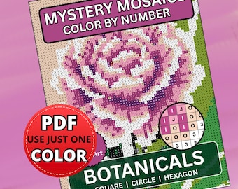 Mystery Pixel Art Color by Number: 50 Botanical | Flower Mosaics Designs PDF