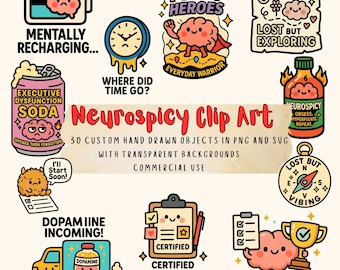 Neurospicy Clip Art | ADHD, Mental Health PNG & SVG (Commercial Use)