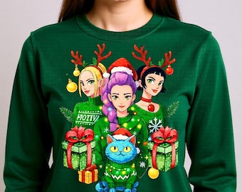 Kpop Christmas Anime Girls PNG, Festive Holiday Clipart (Digital Download)