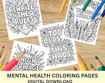 Motivational Quotes Coloring Book | Mental Health Therapy (PDF)