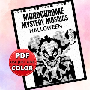 Monochrome Mystery Mosaike, Halloween Pixel-Art Malvorlagen (PDF-Download)