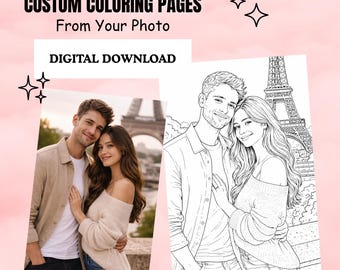 Custom Coloring Book Pages, Personalized Photo To Coloring Page, Printable Coloring Book, Gift For Kid, Valentine Coloring book, Digital PNG