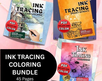 Ink Tracing Bundle | Cozy, Botanical & Gothic Designs (PDF PNG)