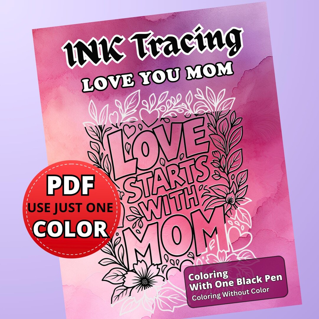 Ink Tracing Coloring Book | Line Tracing Page – 35 Mother's Day Designs ...