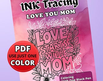 ink tracing coloring book | line tracing page – 35 Mother's day Designs (PDF Download)