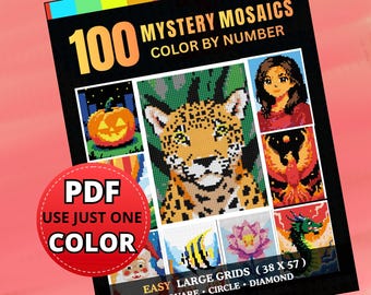 Mystery Pixel Art Color by Number: 100 Mosaics Designs PDF