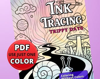 Trippy Groovy Ink Tracing Coloring Book | Psychedelic Designs (PDF Download)