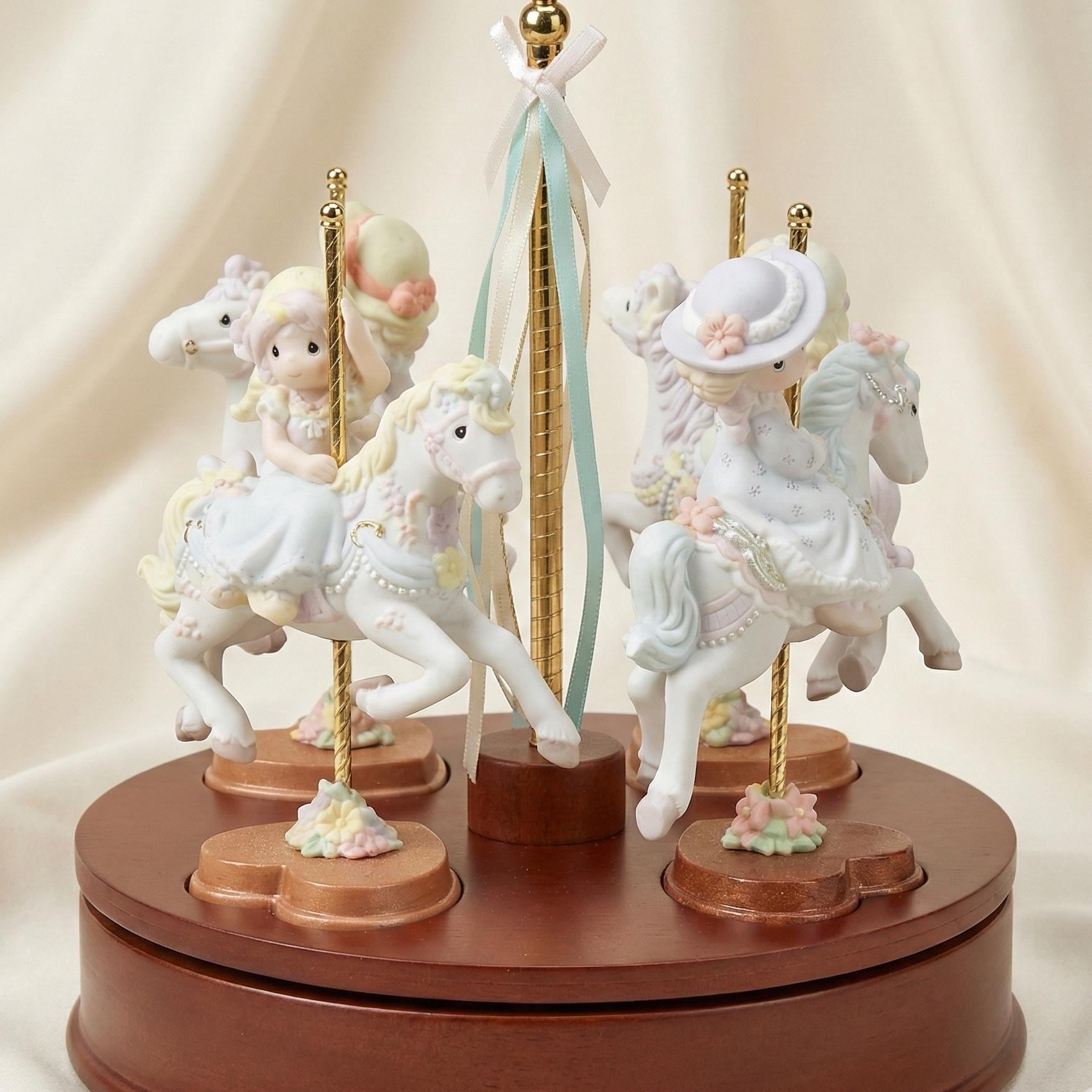 2004 Enesco Precious Moments Carousel Horses Musical Set Rare