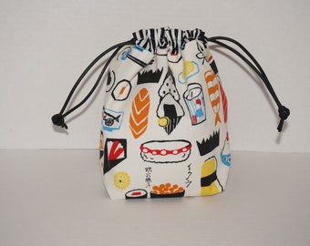 Sectioned Drawstring Bag Made with Cotton Fabric from Japan "Washoku”