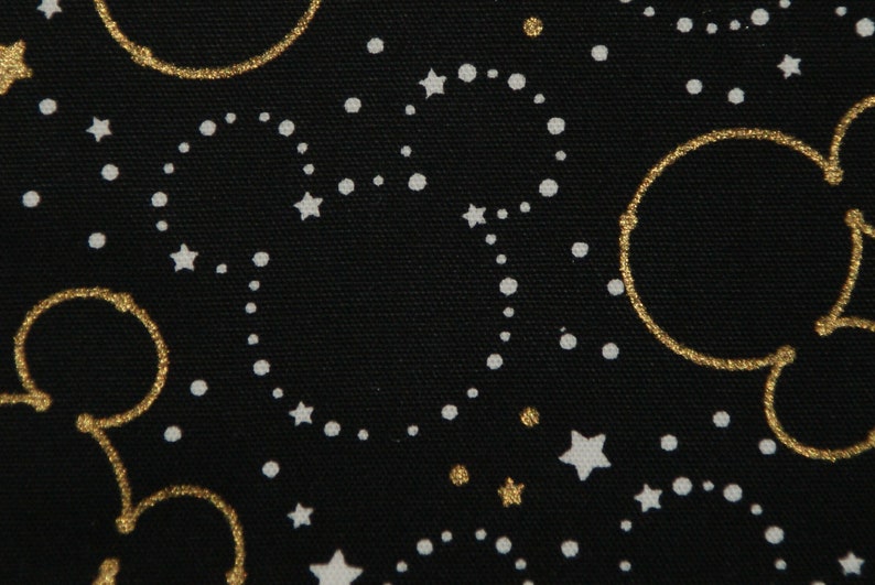 Medium Clematis Padded Zipper Wristlet Pouch Made with Japanese Cotton Oxford Fabric Mickey Star Silhouette Size
