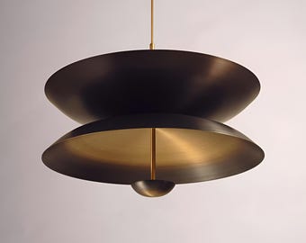Handmade Brass Chandelier, Flush Mount Fixture, Modern Pendant Light