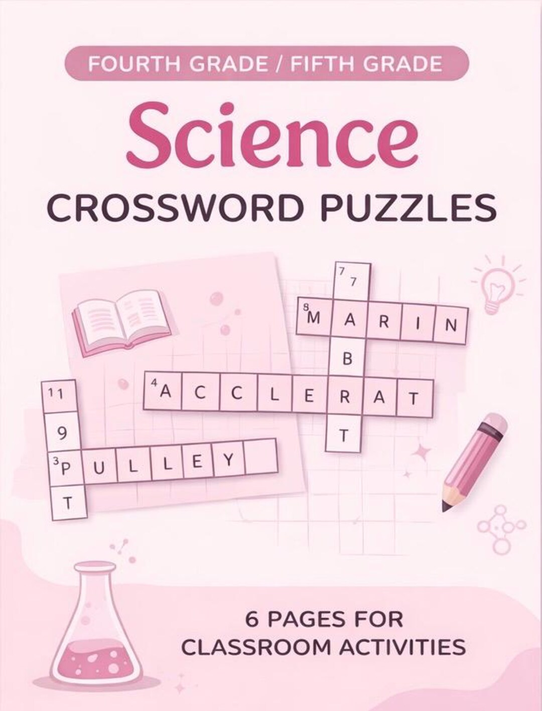 4th,5th Grade Science Crossword Puzzles Bundle | Printable & Canva ...