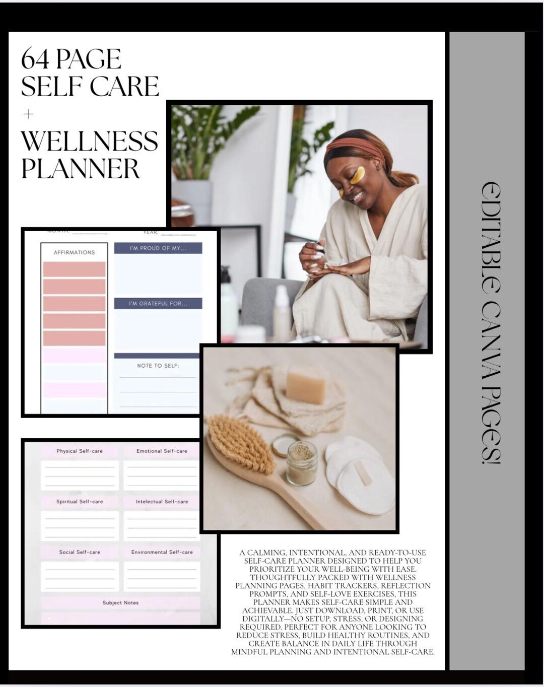 Self Care Planner | Wellness Habit Tracker (digital Download) - Etsy