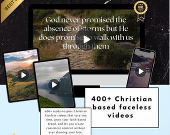 450+ Christian Faceless Content Videos | Faith Based Social Media Reels | Bible Quotes & Inspirational Posts | Ready to Post