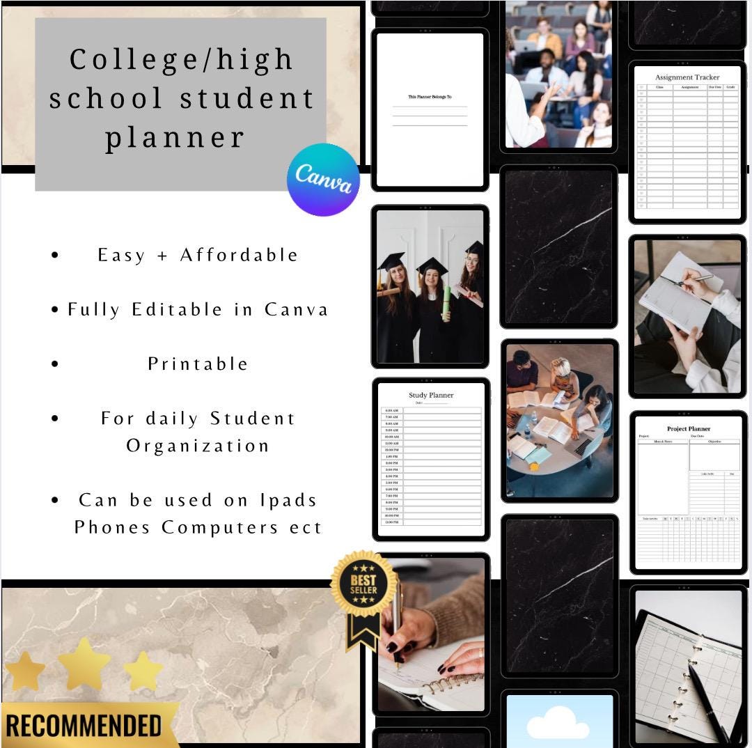 Student Planner Printable – High School & College Weekly Organizer With ...