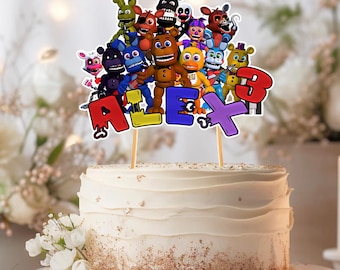 Five Nights at Freddy's Birthday Custom Name And Age CardStock Cake Topper