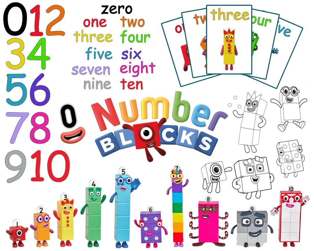 Instant Download Number Blocks Png and Font Bundle - Digital File ...