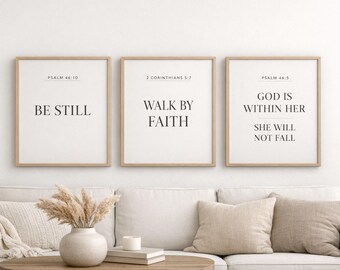 Juego de 3 láminas minimalistas de arte cristiano para pared