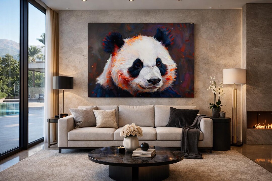 Luxury Panda Canvas Wall Art Modern Animal Painting, Contemporary ...