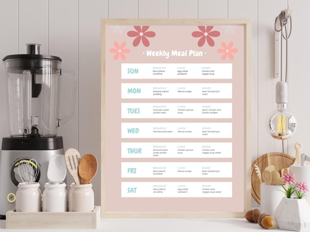 Floral Weekly Meal Planner Printable | Family Kitchen Organizer ...