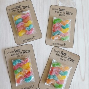 Wenn mal wieder der Wurm ist | Fruchtgummi Würmer im Beutel - Lustige Geschenkidee | Süßes Gastgeschenk | Candy Bar Hochzeit
