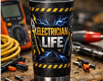 Envoltura para vaso delgado de 20 oz con diseño de sublimación de electricista / Diseño de sublimación de cuello azul / Envoltura para vaso de electricista