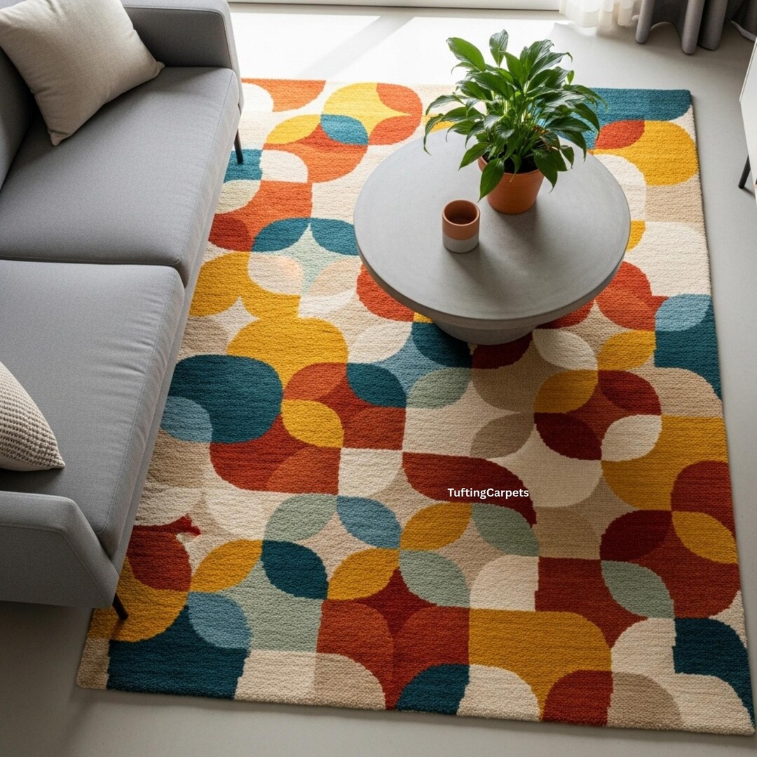 Mid Century Modern Colorful Carpet for Living Room Decor Abstract — free download
