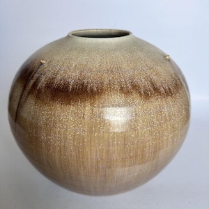 和せっ器 壺花瓶 糠灰釉 工房陶器 昭和時代