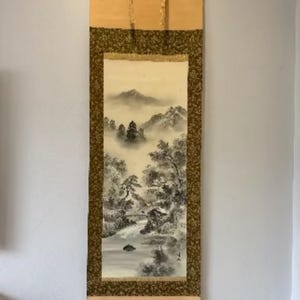 Paysage d'hiver japonais en kakemono • Parchemin imprimé de scènes de neige et de montagne Sumi-e