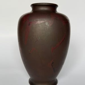Vintage Japanese Bronze Vase – Artisan-Signed Metal Art with Natural Patina & Age Marks