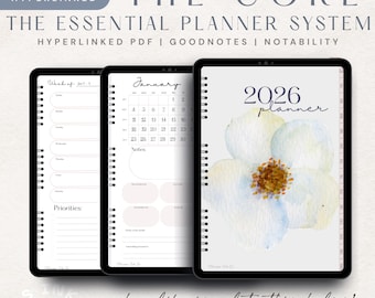 2026 Digitaler Kalender | Minimalistischer Hyperlinked GoodNotes Life Organizer (PDF)