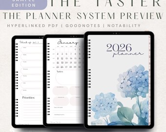 2026 Minimalistischer Digitaler Planer | Verlinkte PDF für GoodNotes (Digitaler Download)