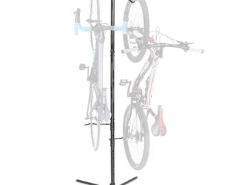 Soporte vertical para bicicletas CD Bike, independiente, con suspensión de suelo totalmente ajustable y sistema de almacenamiento por gravedad, para 2 bicicletas en vertical.