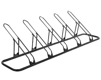 Soporte de estacionamiento ajustable para bicicletas tipo CD - para 5 bicicletas de montaña MTB de 20" a 29" y bicicletas de carretera 700C para almacenamiento en garaje interior