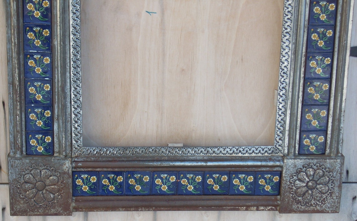 Vintage PUNCHED MEXICAN TIN frame tin frame from mexico Etsy