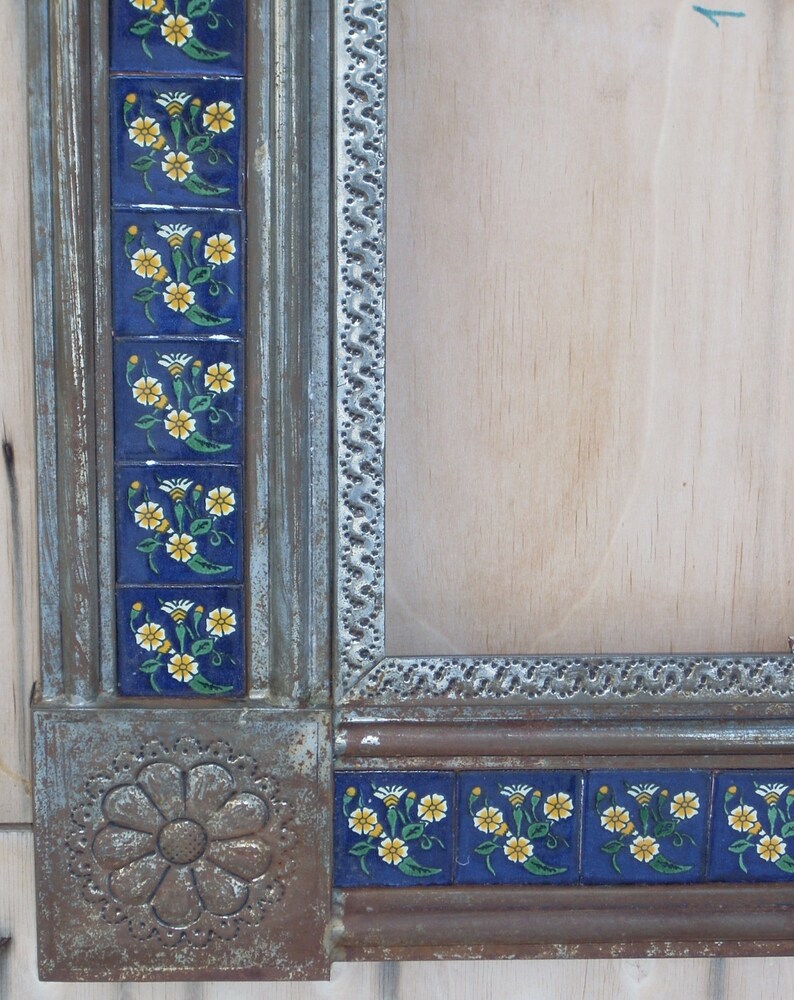 Vintage PUNCHED MEXICAN TIN frame tin frame from mexico Etsy