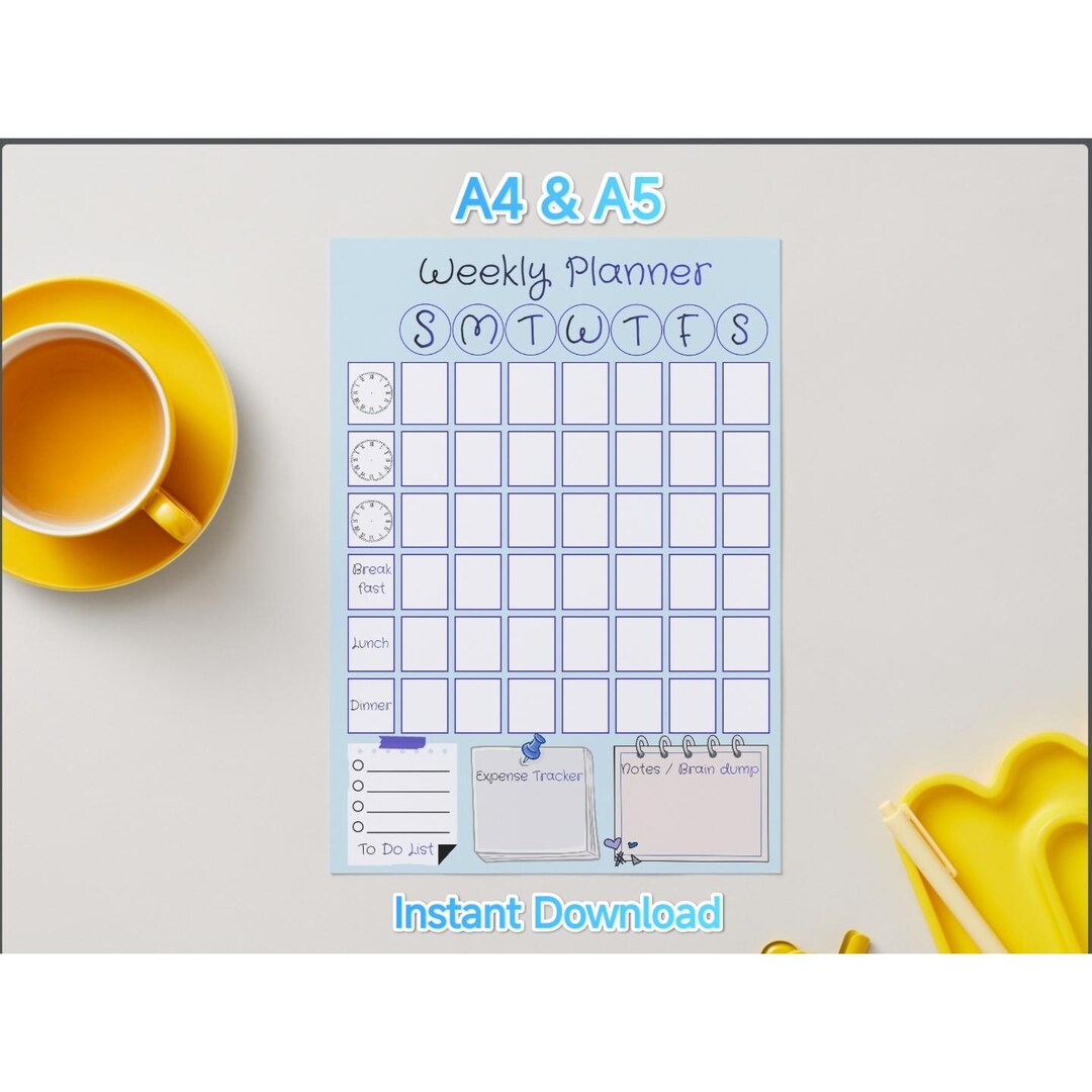 Weekly Planner Printable | A4 & A5 PDF | Cute Pastel Aesthetic Planner ...