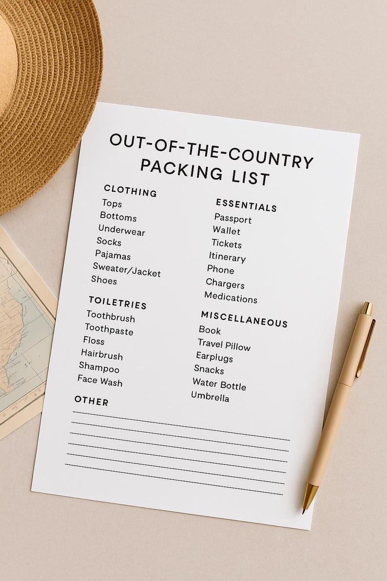 Minimalist Packing Checklist Printable | Travel Packing List | Vacation ...