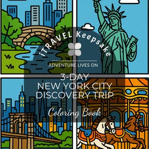 New York City Coloring Book • NYC Landmarks Line Art • Adults/Kids Coloring Sheets Travel Keepsake