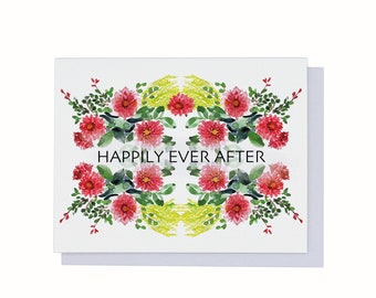 Happily Ever After, Wedding, Watercolor Congratulations, Happy Wedding Greeting Card