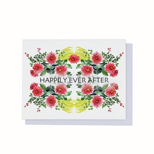 Happily Ever After, Wedding, Watercolor Congratulations, Happy Wedding Greeting Card image 1